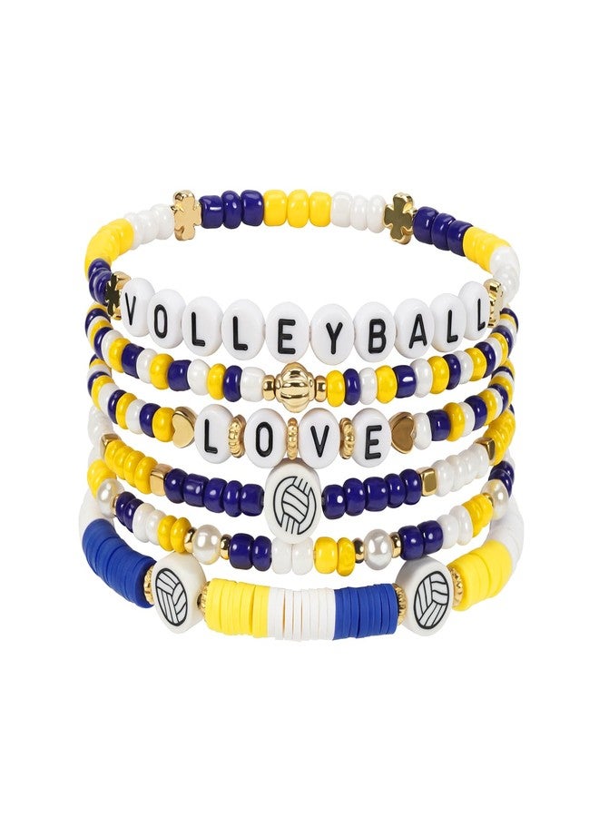 Briutn Volleyball Beaded Bracelet Set Heishi Stackable Bracelets Sports Theme Friendship Jewelry - Image 1